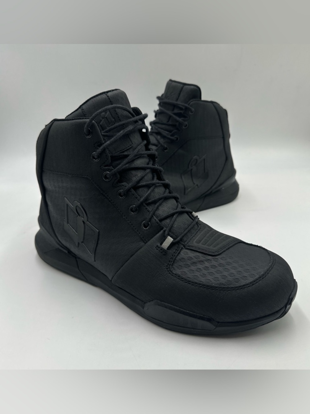 Icon Tarmac Boots Mens Size 14 Black Leather Lace Up Motorcycle Riding Excellent